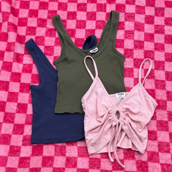 Cotton On Tops - Cotton On Tank Top Set of Three in Pink, Green, and Blue
